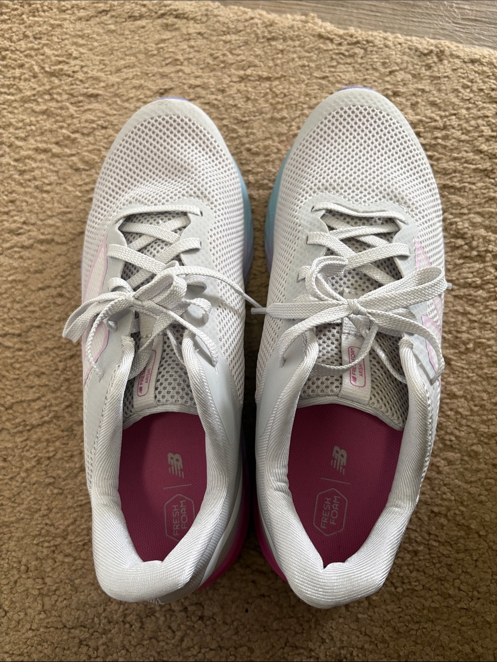 New Balance White and Pink Women's Athletic Shoes